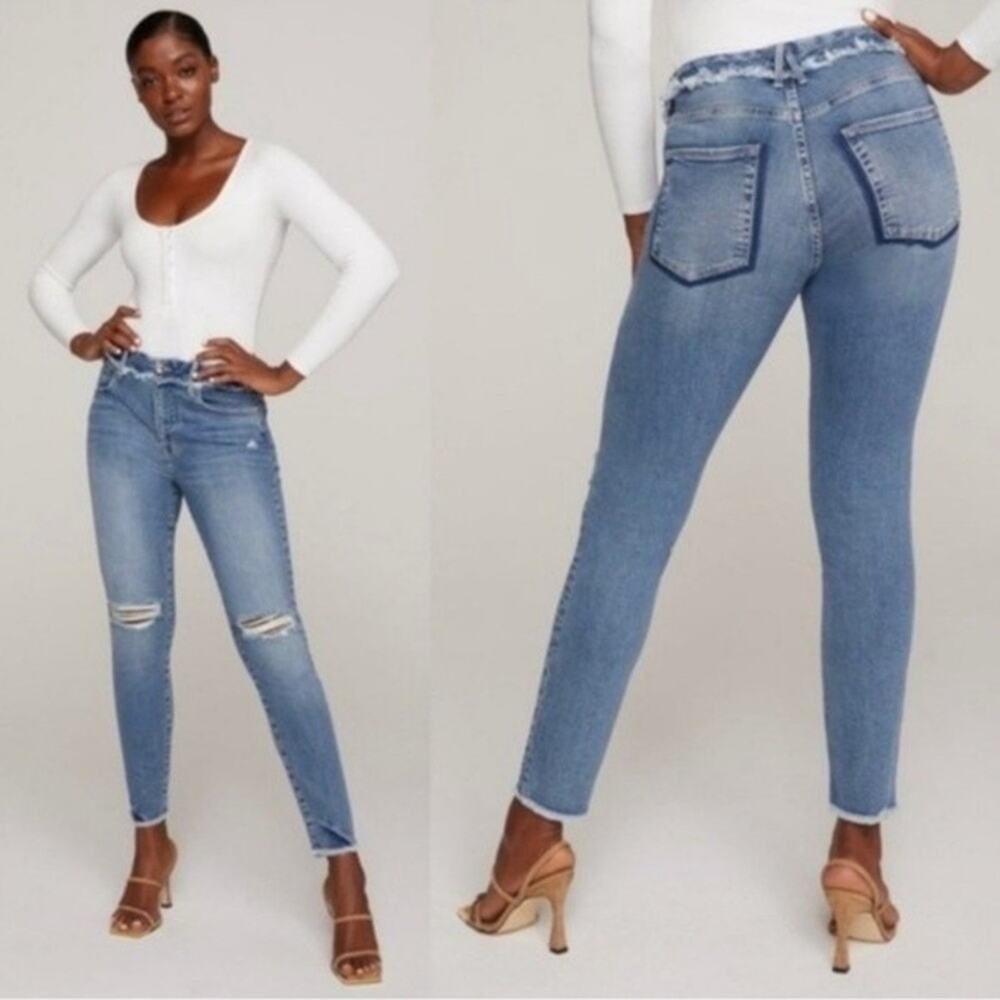Good American Good Legs Jeans Denim High Rise Distressed Casual Cotton 2
